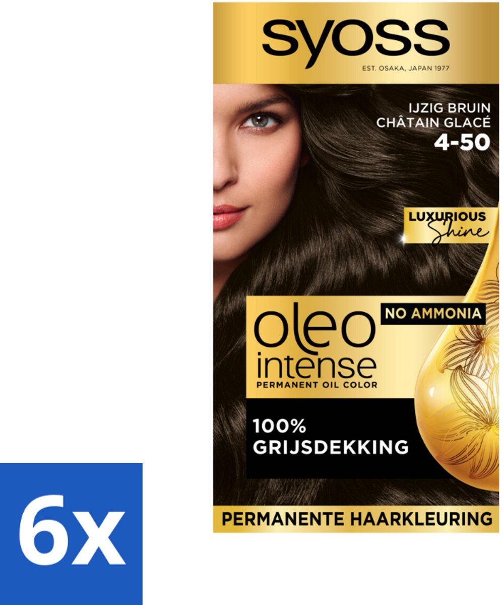 Syoss Oleo Intense - Haarverf - 4-50 - Ijzig Bruin - 115ml x 6