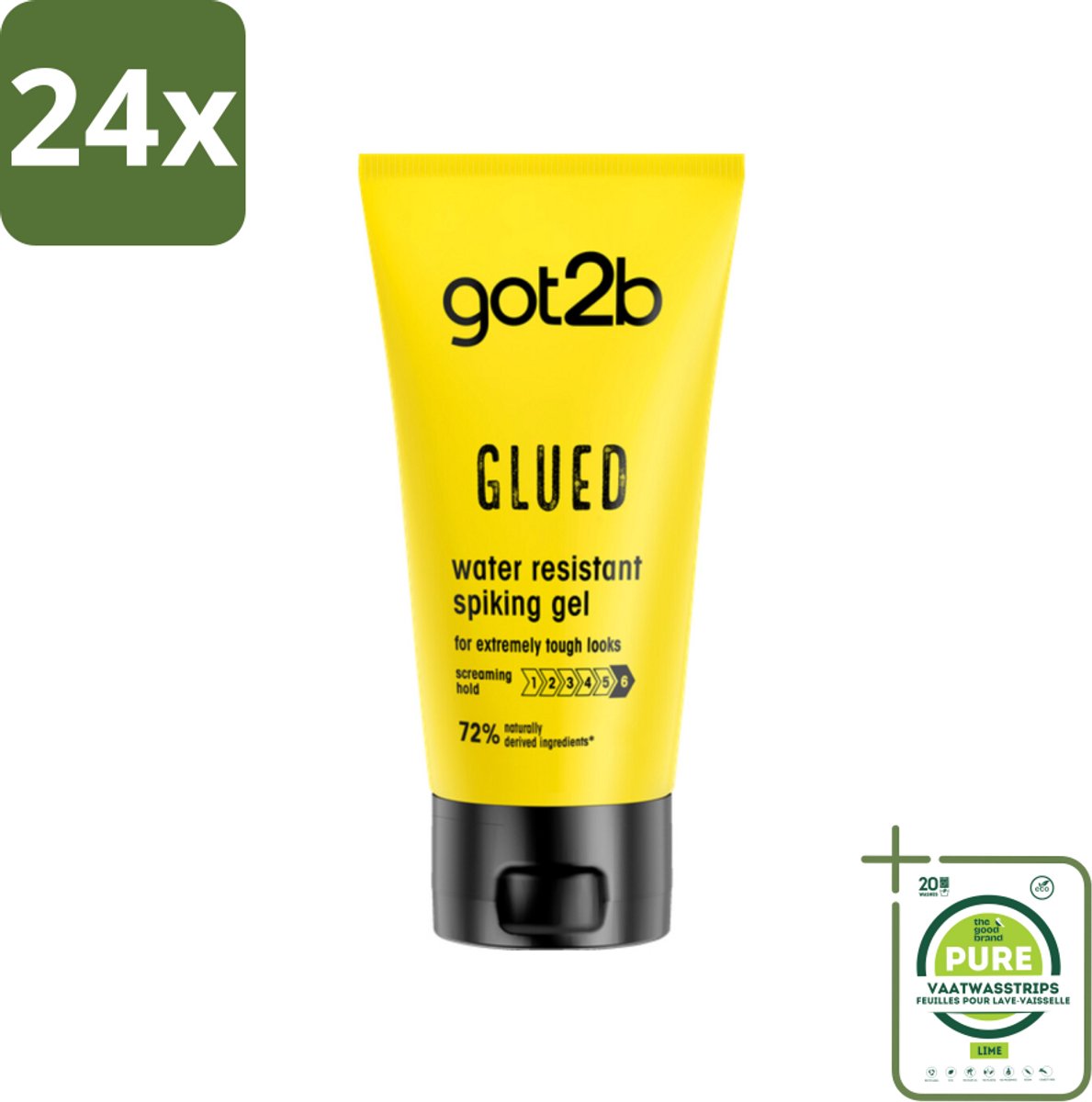 Got2B - Styling Gel - Glued - 150 ml - Voordeelverpakking - 24 stuks - Haarkleur - Haartype