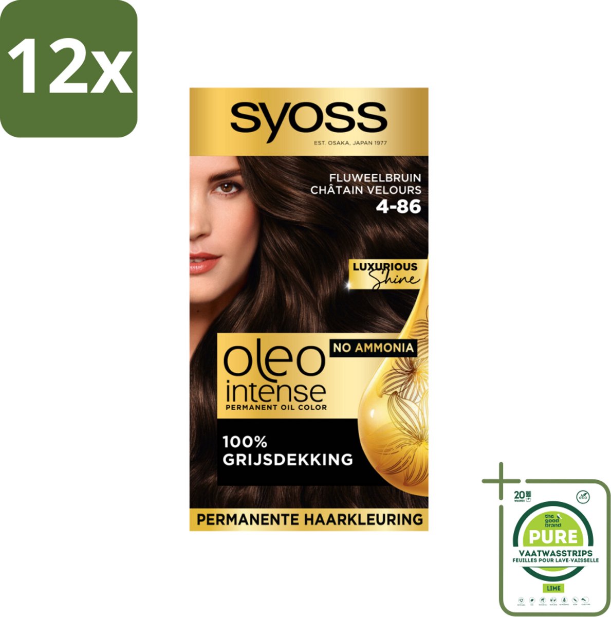 Syoss Oleo Intense - Haarverf - 4-86 - Fluweel Bruin - 115ml x 12