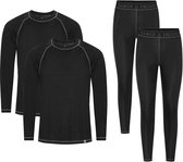 DANISH ENDURANCE Thermoset voor Dames & Heren - Gerecycelde Materialen - Thermokleding - 2 Paar - Zwart/Grijs - Maat S