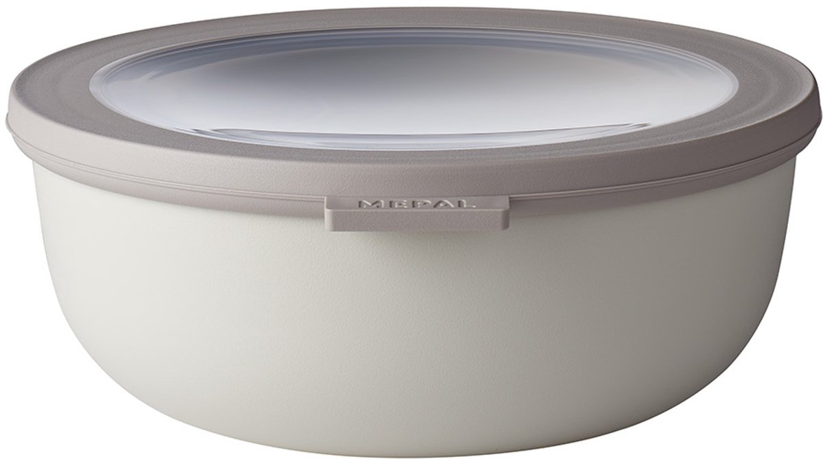 Mepal – Multikom Cirqula rond 1250 ml – Mag in de vriezer, magnetron en vaatwasser – Nordic white – Geschikt als meal prep bakje, vershoudbakje, bewaardoos