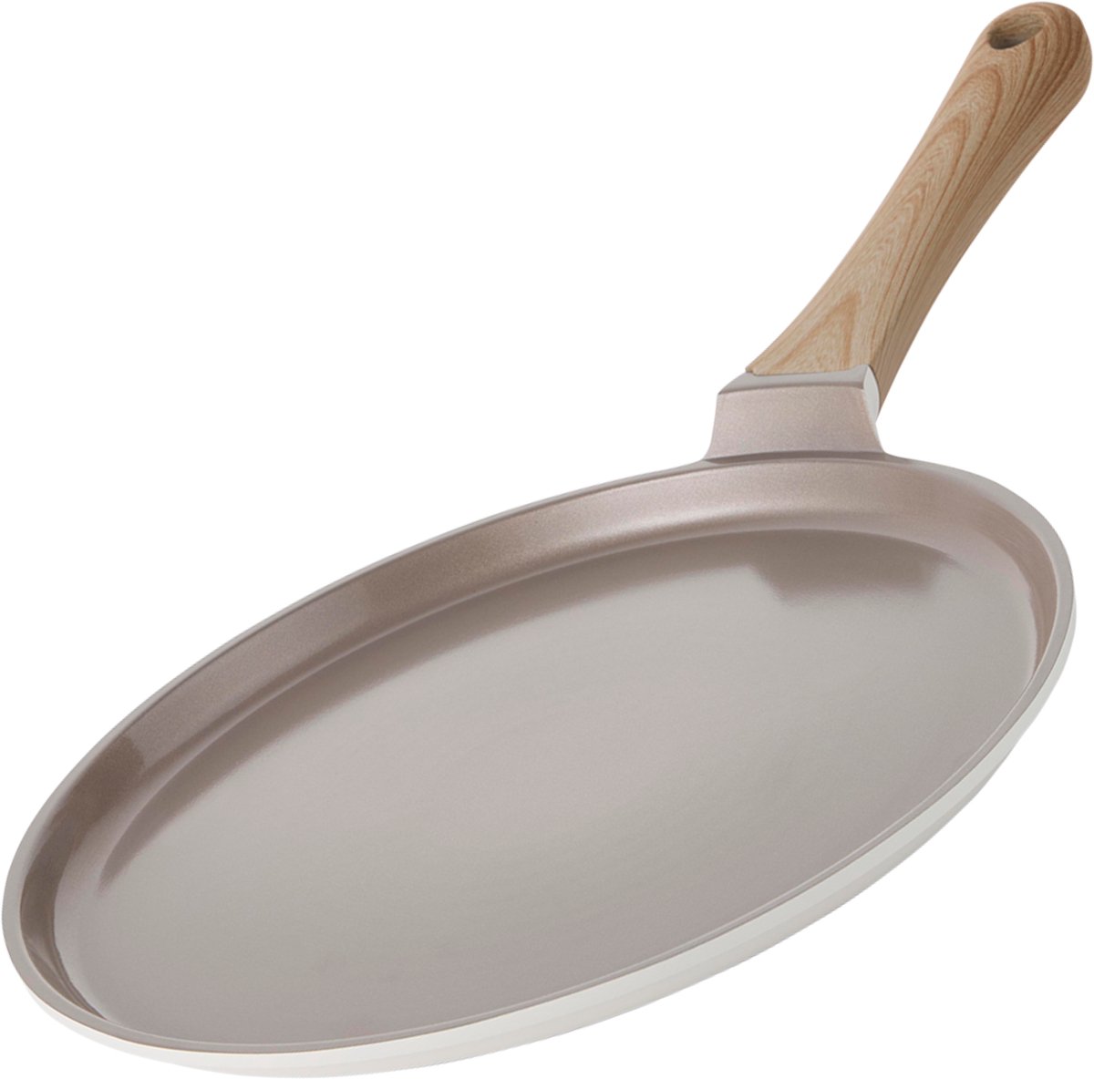 Alice by ISENVI Pannenkoekenpan Inductie - 28 cm - Keramisch - Koudgreep - Pancake Pan - PFAS, PTFE Vrij - Alle warmtebronnen - Beige