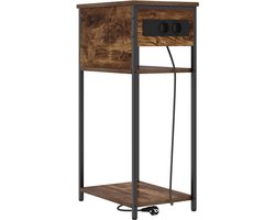 Nachtkastje | Nachtkast | Lamptafel | Bedside kasten Gerookt eiken 41 x 28 x 76 cm Bewerkt hout