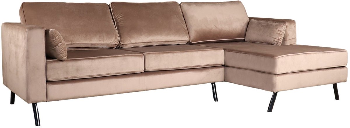 Hoekbank Hilde 270cm loungebank taupe velvet rechts bankstel hoeksalon zetel