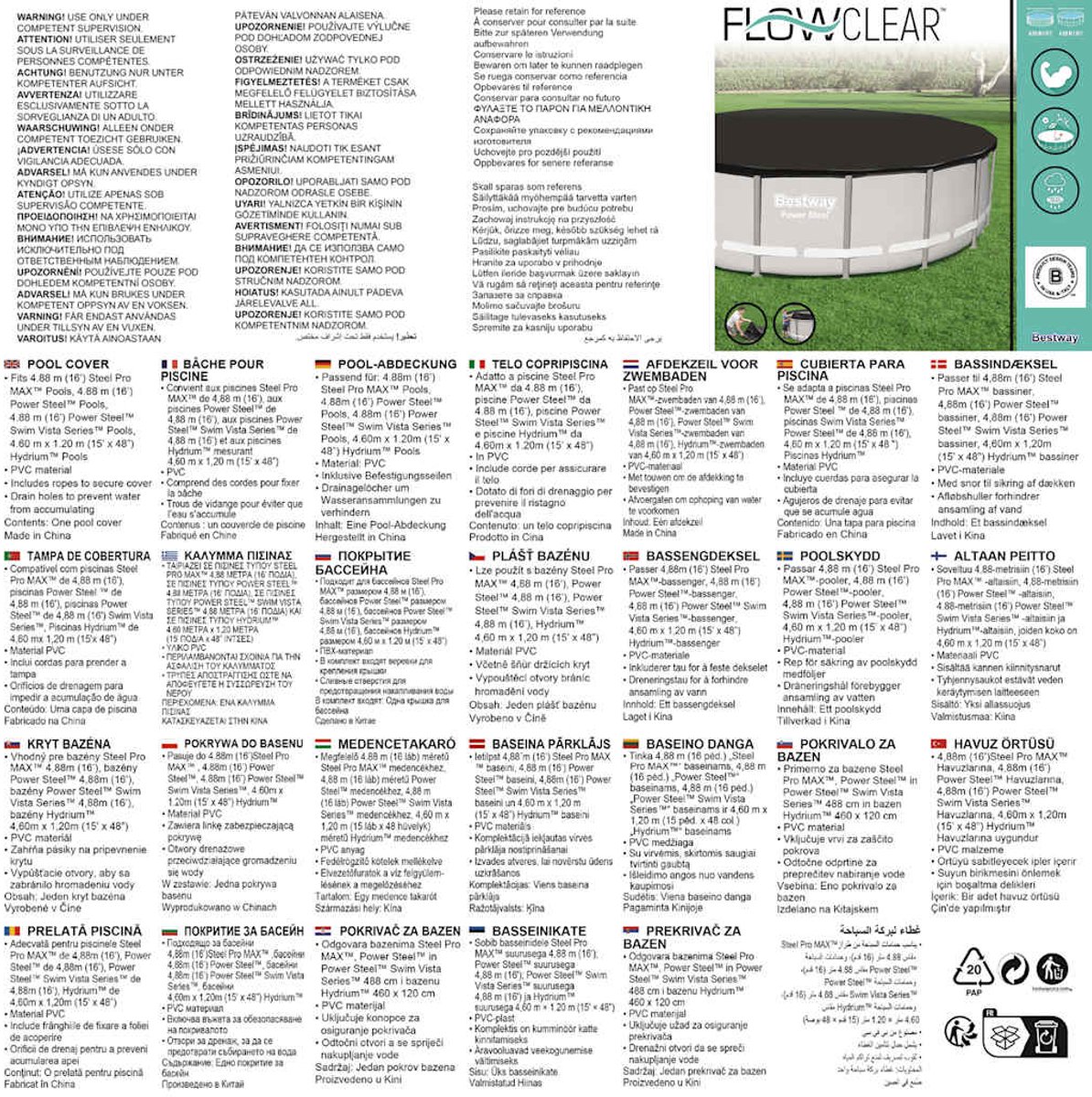 Bestway Flowclear afdekzeil - Rond 460/488 cm