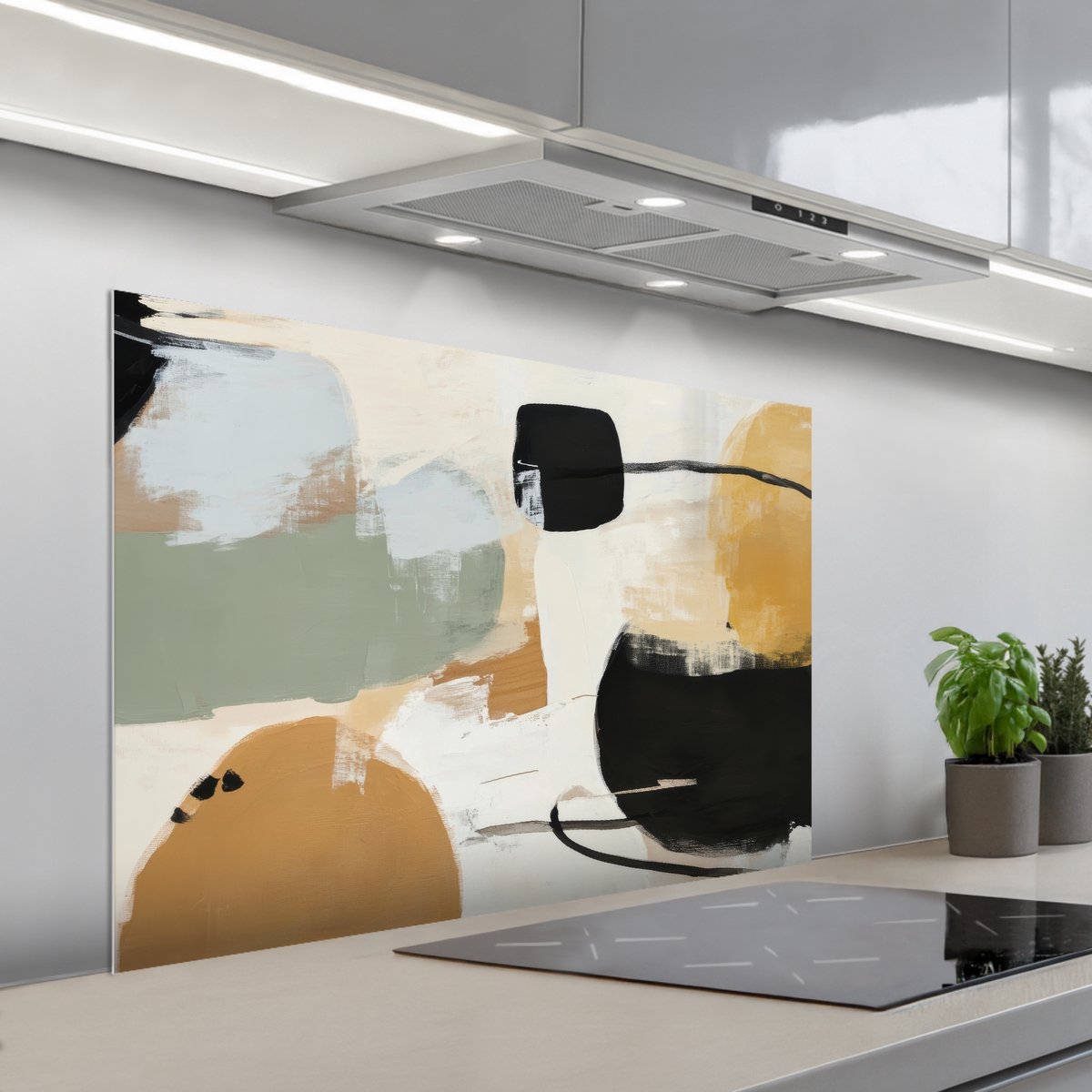 Spatscherm 100x65 cm - Zelfklevende achterwand Paint - Abstract - Kleuren - Keuken muurbeschermer - Spatwand fornuis