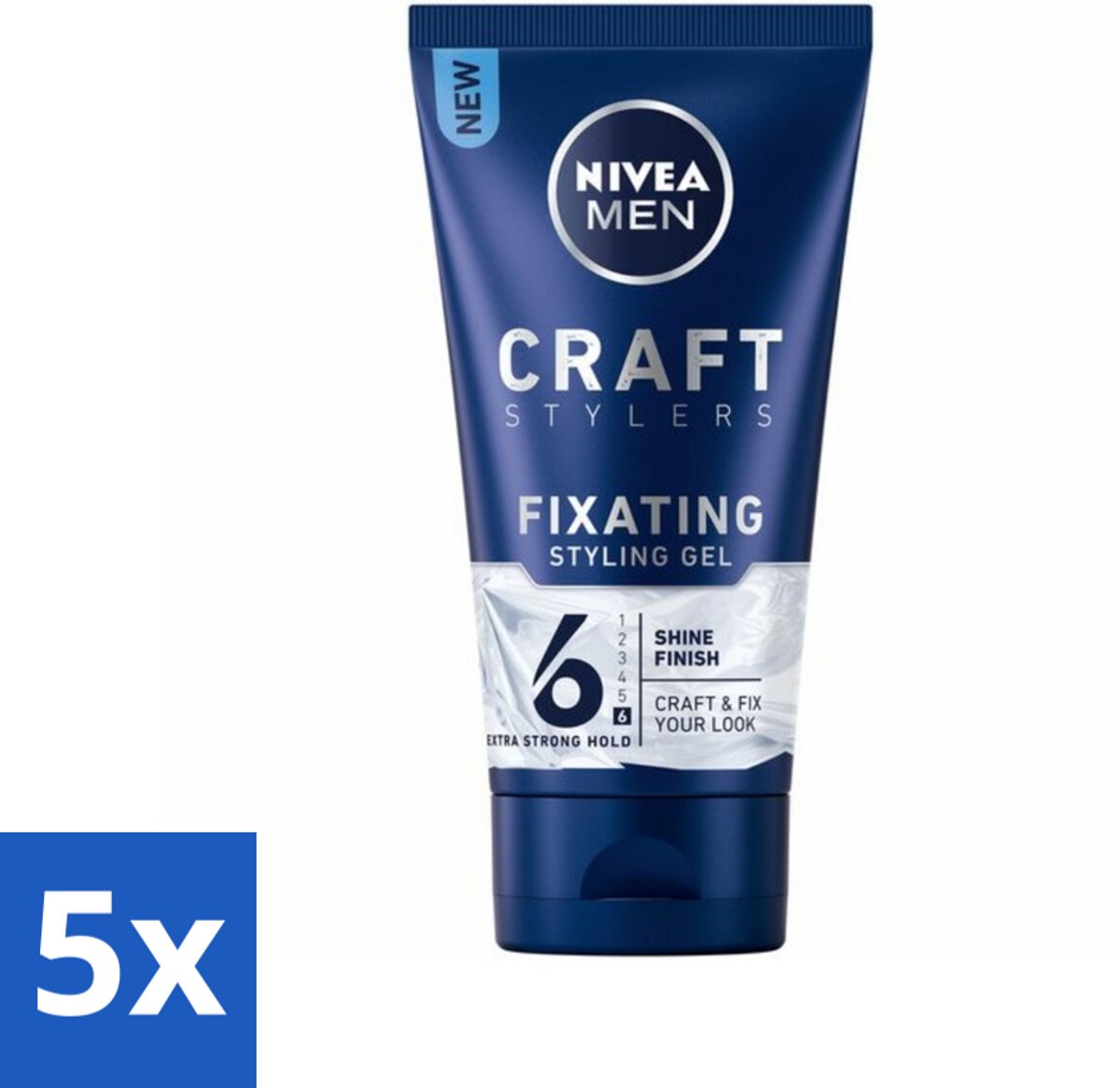 NIVEA MEN - Styling Gel - Shine - 150 ml - Bulkverpakking - 5 stuks