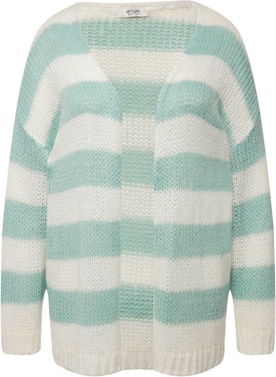 Angel of Style - Dames - Cardigan oversized blokstrepen open model V-hals - Groen - Maat 54
