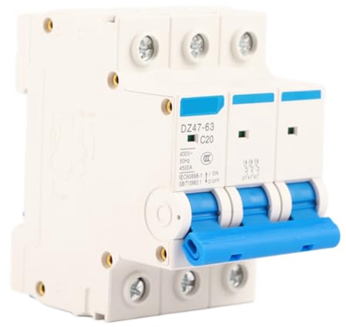 Automatic Mini Switch, AC 400 V 6/10/16/20 A, 3-Pole, Miniature Automatic Switch, MCB Safety Switch DZ47 63, for Power Generation System (20A)