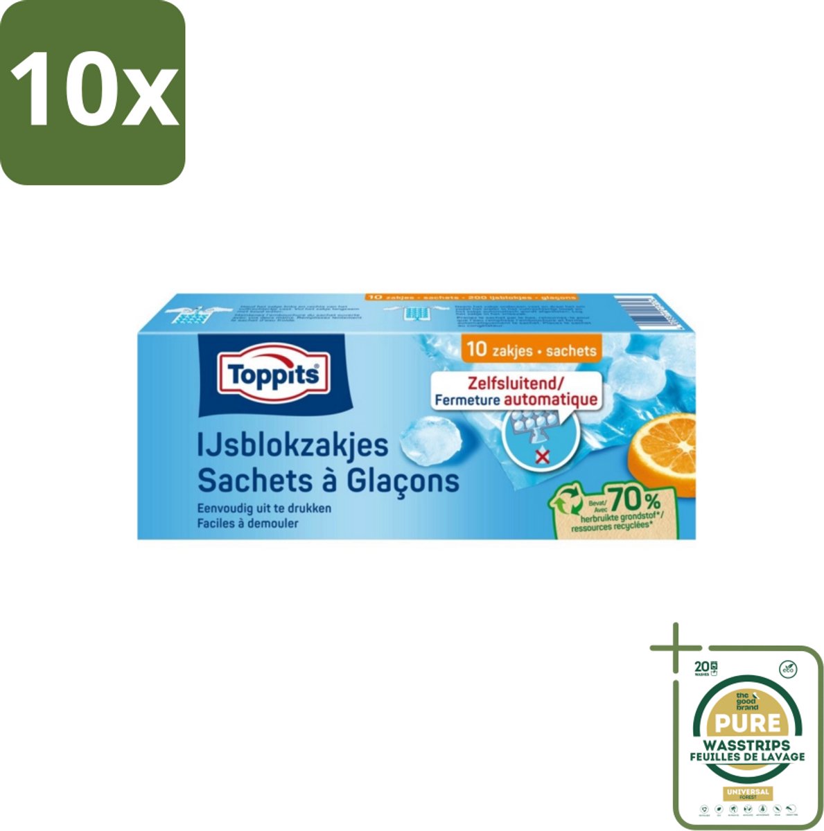 10 x Toppits – IJsblokzakjes – 10 Zakjes - Grootverpakking - Koffiezetapparaat