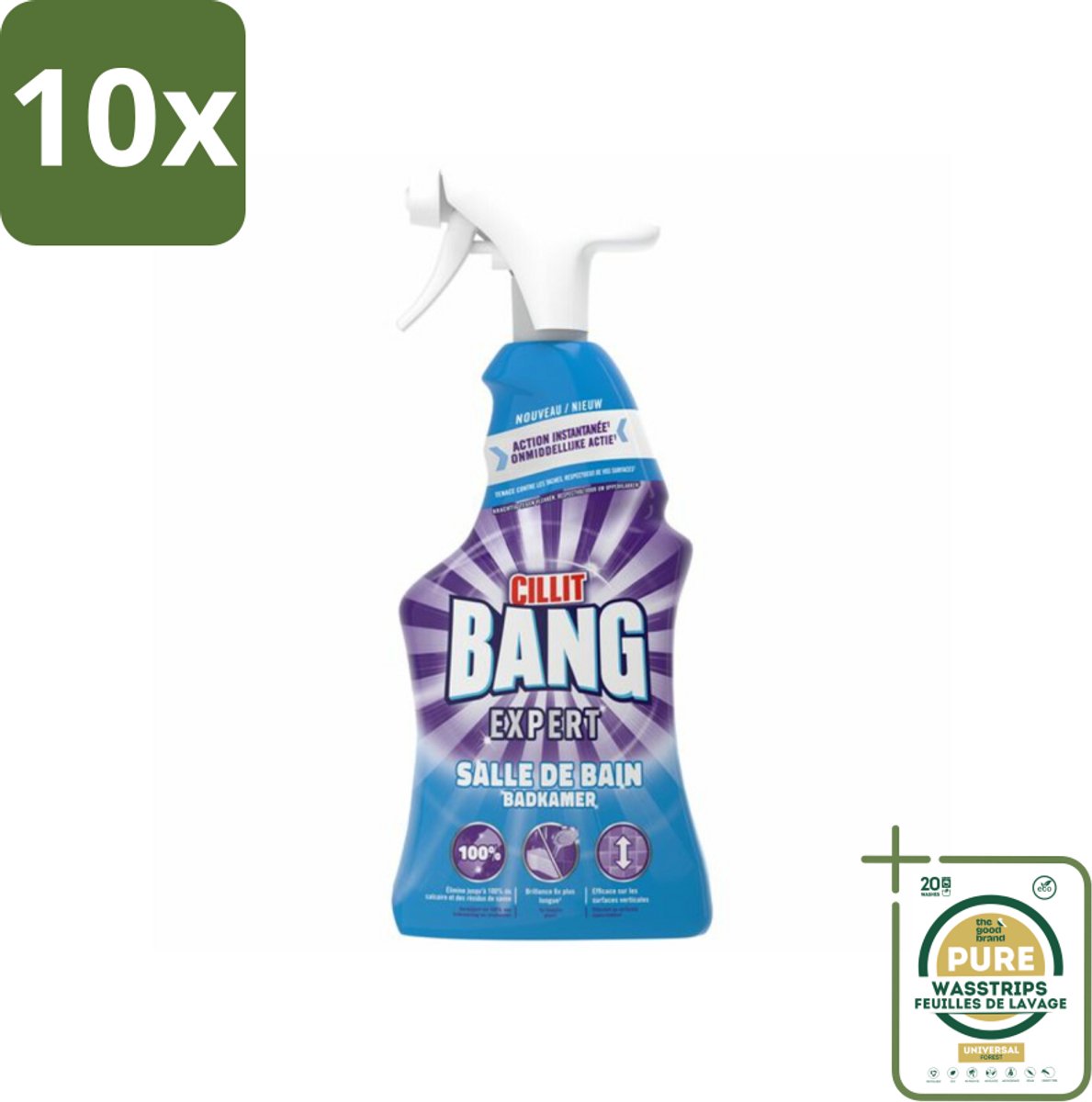 10 x Cillit Bang – Schoonmaakspray – Badkamerreiniger – 750 ml - Grootverpakking - Badkamerreiniger Spray - Anti-kalk Badkamerspray - Cillit Bang Expert Badkamer - Badkamer Reiniger - Kalkverwijderaar