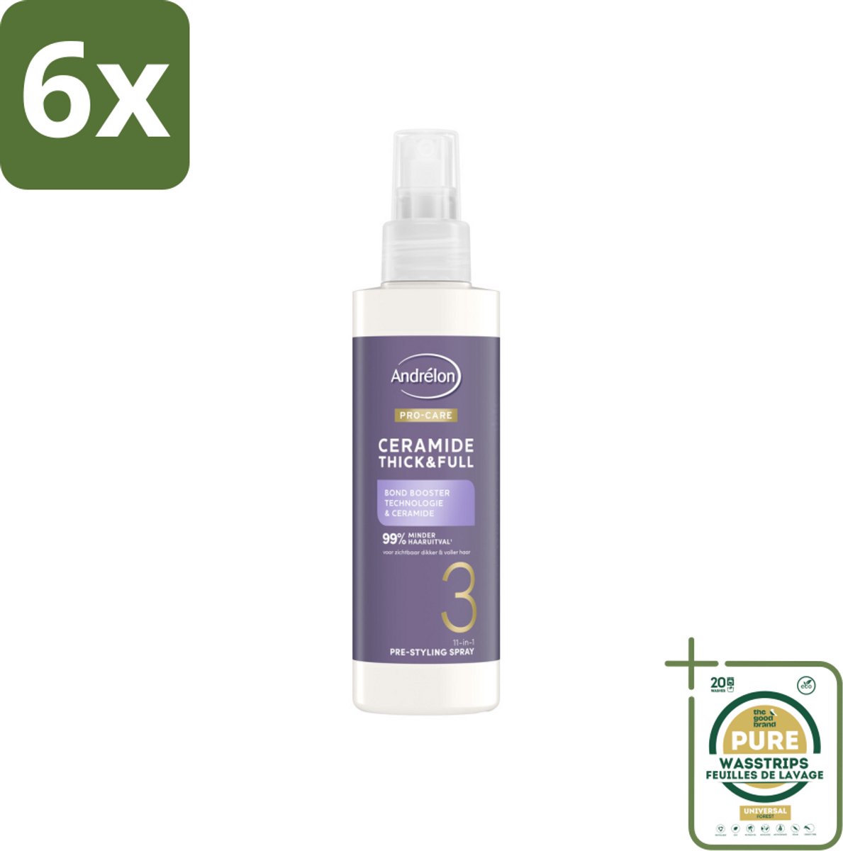 Andrélon – Leave-In Spray – Pro Care Ceramide Thick & Full – 200 ml - Voordeelverpakking - 6 stuks - Haarspanning - Haarspanning