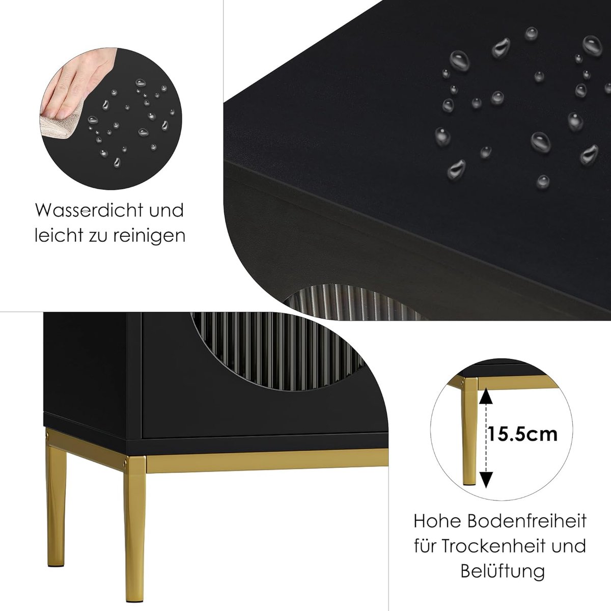 Dressoir Keukenkast – Scandinavian Luxe - 120x38x80 cm - Zwart - Altameubel Scandinavian Luxe Zwart Buffetkast - Medahomestore