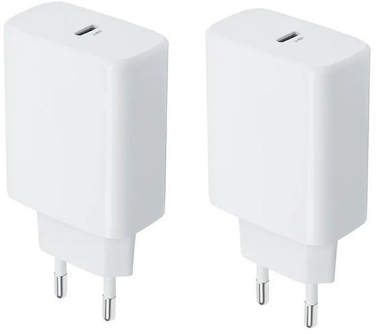 2 stuks OneOne 45W super snellader. Witte USB C oplader. PD lader adapter past op Universeel Microsoft, LG, Lenovo, HTC, Honor, Samsung Galaxy, Motorola Moto, Google Pixel, Kobo (Rakuten), Apple iPhone / iPad