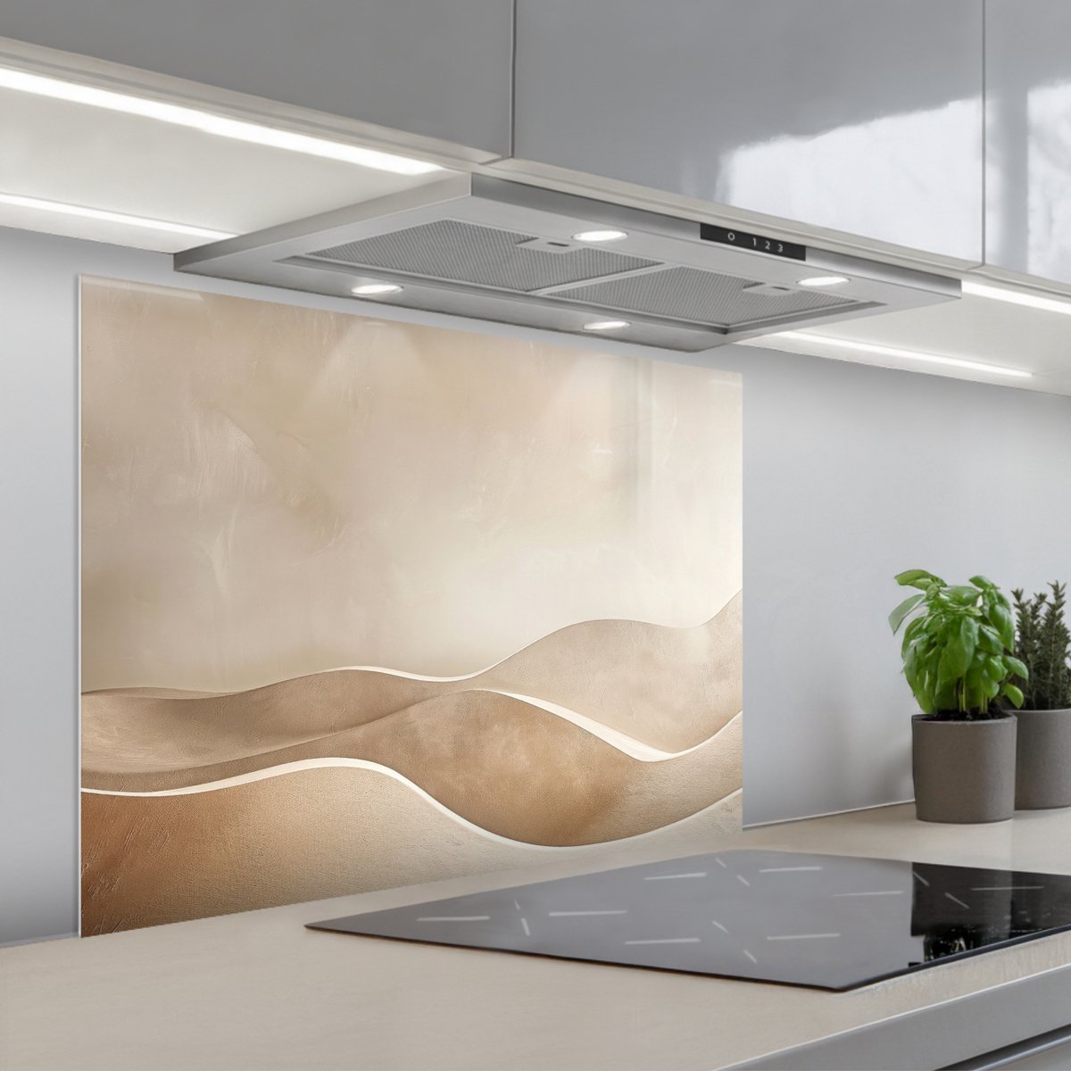 KitchenYeah Spatscherm 80x60 cm Zelfklevende achterwand Beige Natuur Abstract Modern Keuken muurbeschermer Spatwand fornuis