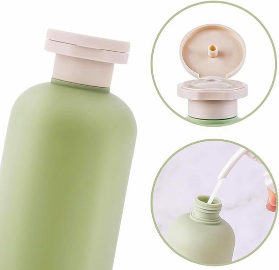 MK Stoer - Plastic reiscontainers - Hervulbare flessen - Schijftop - Flip-dop - Reisaccessoires - Shampoo - Crèmes - Lotion - Conditioner - Geschikt voor - 200 ML - 3PCS - Lege flessen - Formaat - Kleur - Reiscontainers van mk — afbeelding 3