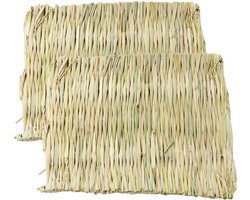 2-Piece Rabbit Grass Mat - Woven Bed Mat for Rabbits - Small Animal Cages - Hay Mat - Nesting and Toys for Guinea Pigs - Parrot - Rabbit - Hamster - Chinchilla - Squirrel