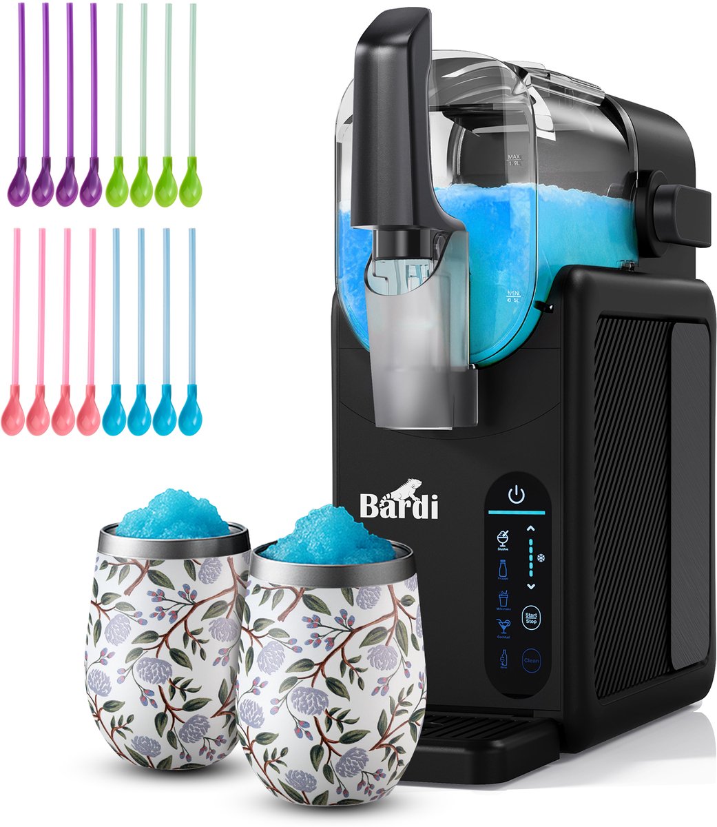 Bardi Slush Hero slushmachine – Zwart – met set cups Witte Bloem