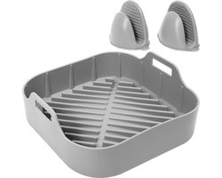 BOTC Siliconen bakjes voor Airfryer - 3-Delig - 20.5x20.5x5.5 cm - Vierkant - Airfryer Accessoires - akpapier Alternatief - Bakvorm - Bakjes