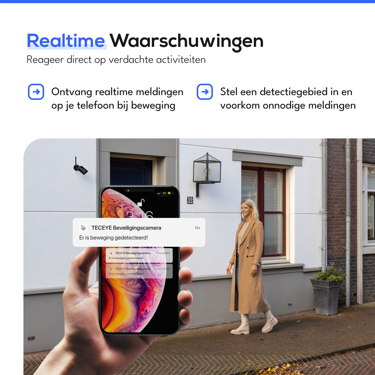 Teceye Compleet Camera Beveiliging Set met 5x Wifi IP Camera - CCTV Camerasysteem - Beveiligingscamera binnen - Wifi Beveiligingscamera Set Buiten - Beveiligingscamera - Beveiligingscamera buiten - Beveiligingscamera Draadloos buiten – foto 6