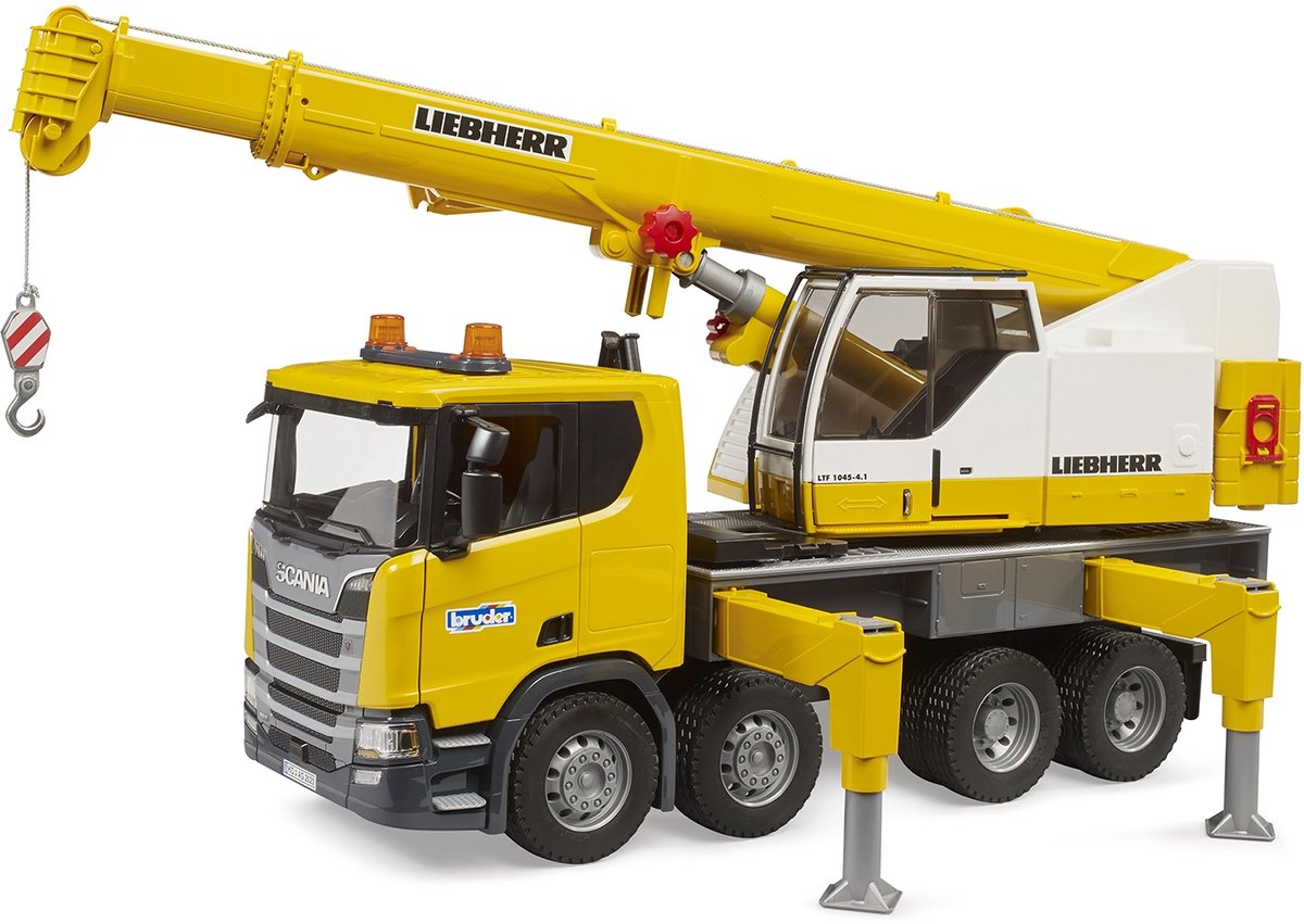 Bruder 3571 Vrachtwagen Scania 560R Liebherr kraan met truck — afbeelding 14