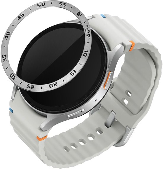 kwmobile Beschermende Ring geschikt voor Samsung Galaxy Watch 7 44mm Fitness Tracker - Bezel Ring voor smartwatch - Beschermring voor smartwatch in zilver / zwart.