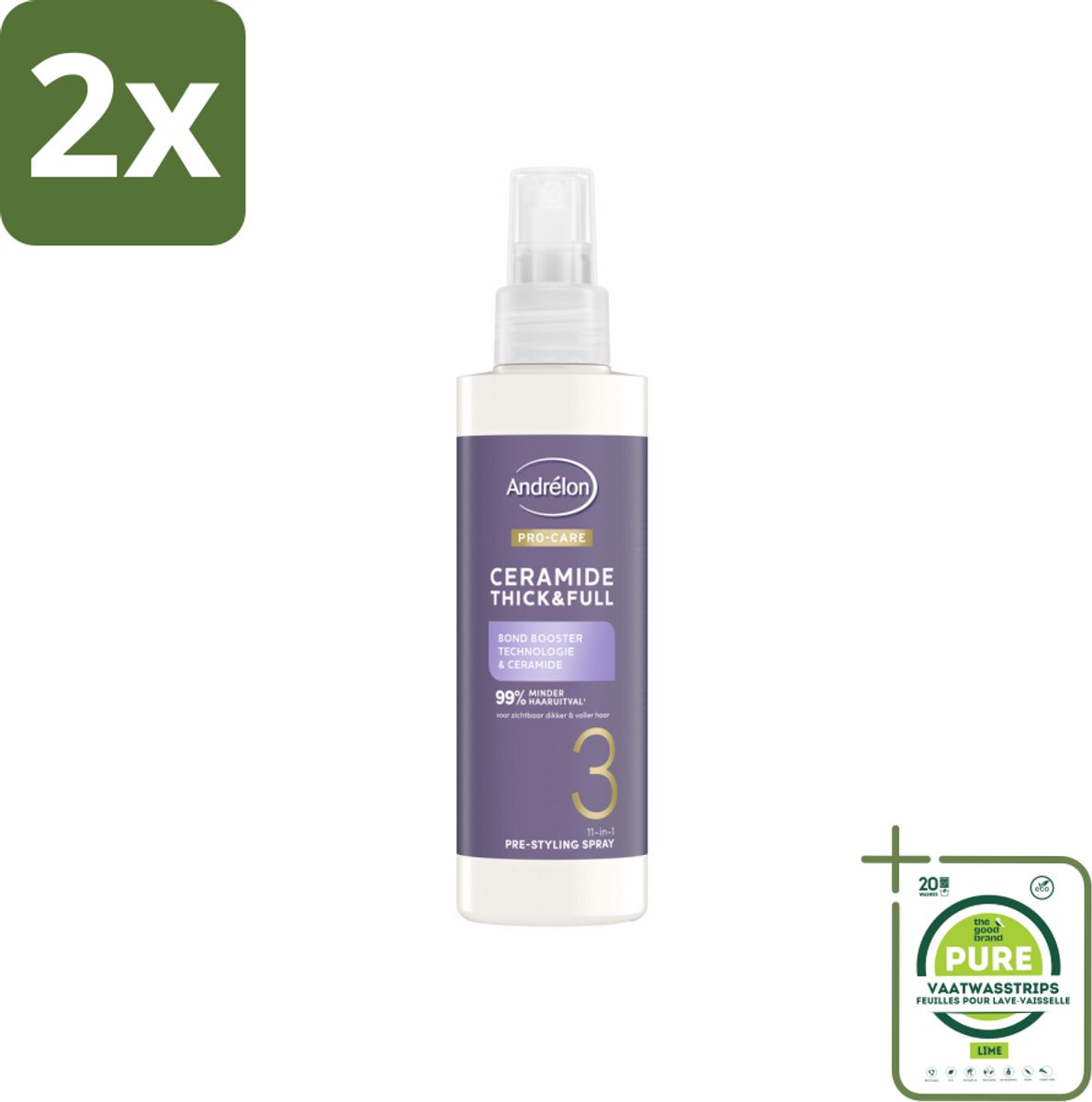 Andrélon – Leave-In Spray – Pro Care Ceramide Thick & Full – 200 ml - Voordeelverpakking - 2 stuks - Haarkleur - Haartype