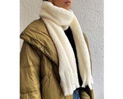 Wintersjaal Dames - Sjaal teddy - ecru sjaal - Warme Winter Sjaal - pluche sjaal