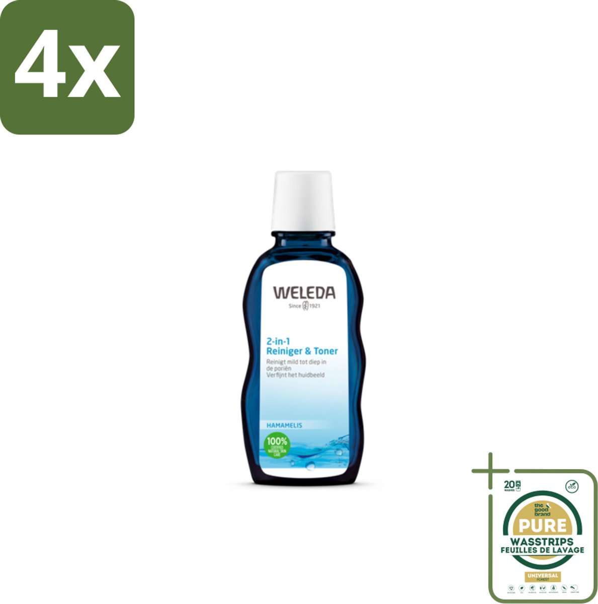 WELEDA - Reiniger & Toner 2‑in‑1 - 100 ml - Voordeelverpakking - 4 stuks - Gezichtsreiniger - 2-in-1