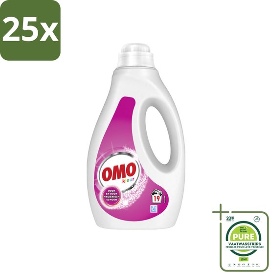 25 x OMO – Vloeibaar Wasmiddel – Kleur – 19 Wasbeurten – 950 ml - Grootverpakking - Vloeibaar Wasmiddel - Gekleurde Was - Kleurbescherming - Vlekverwijdering - Hygiëne