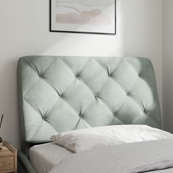 vidaXL - Coussin tête de lit - 90 - cm - velours - gris clair