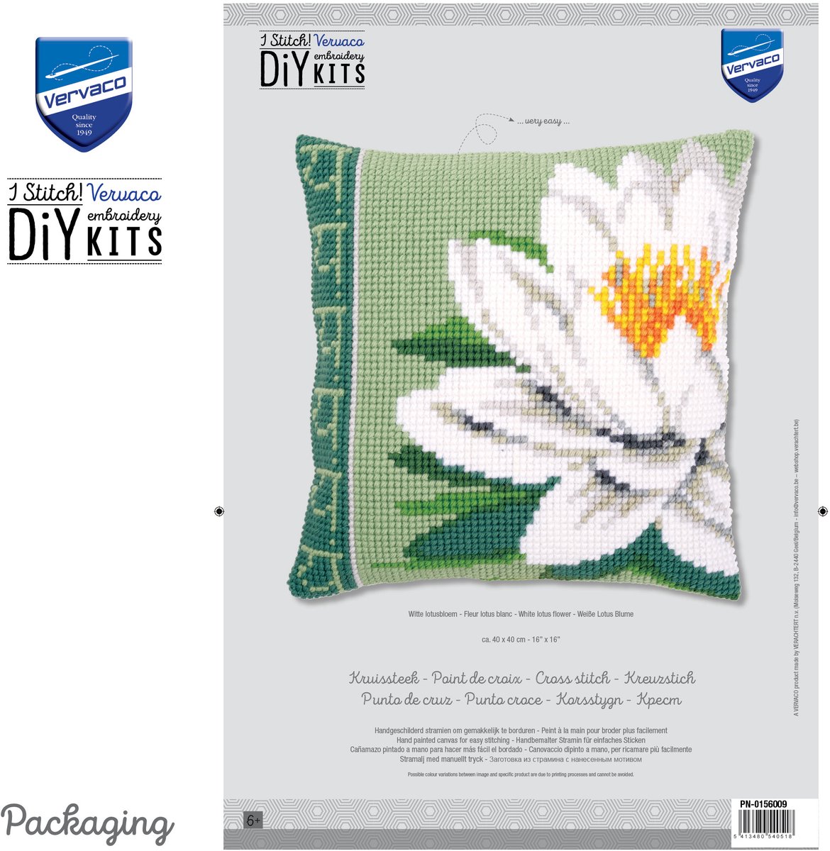 Vervaco - Kruissteekkussen kit - Witte lotusbloem - PN-0156009 - Borduren - Borduurpakket - Borduurpakket volwassenen - Borduurpakket kind — afbeelding 7