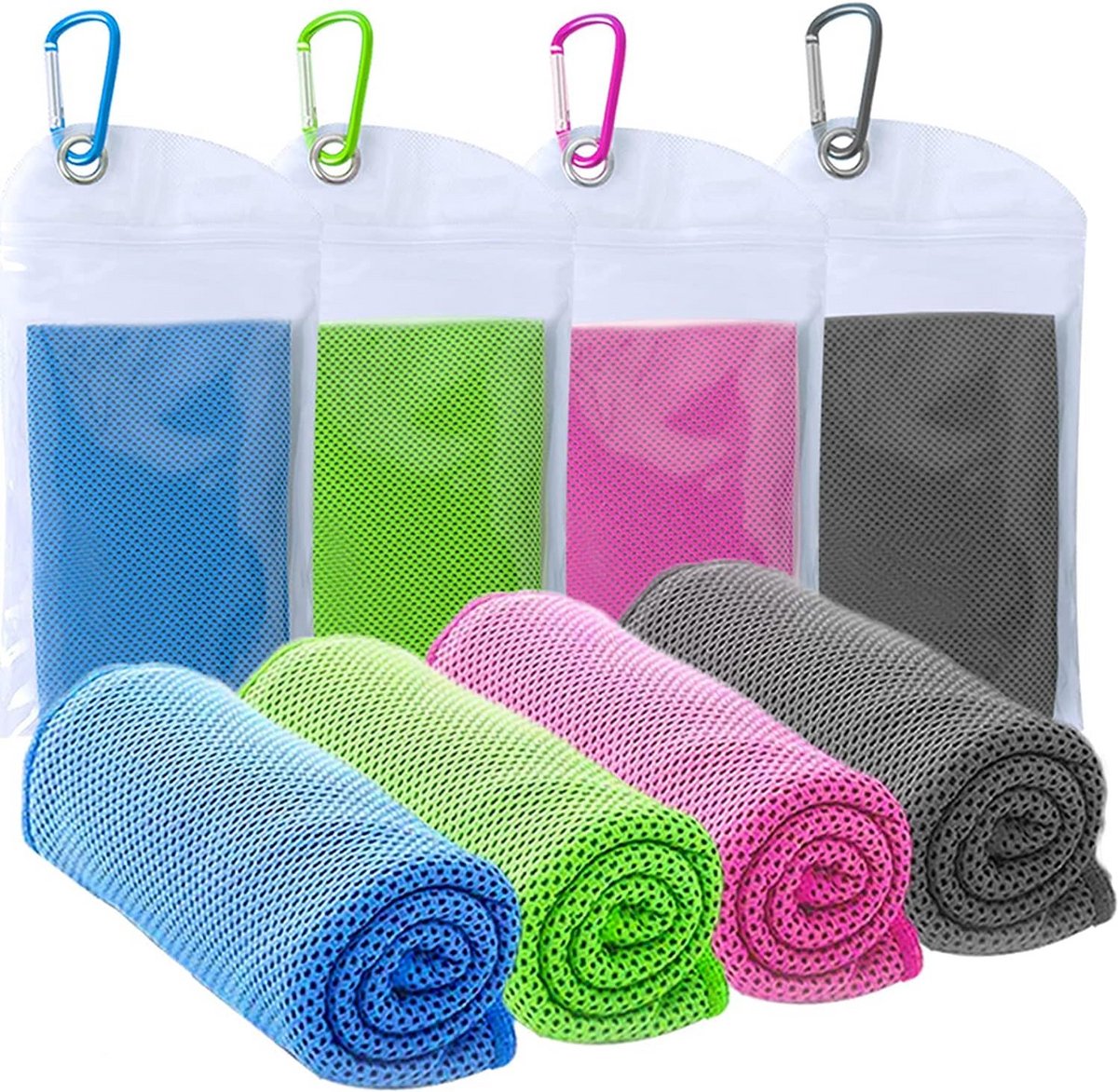 Set van 4 verkoelende handdoeken - Sporthanddoeken voor gym, golf, hardlopen, yoga en meer