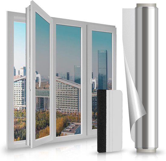 FEOMOS Witte Verduisterende Raamfolie - 100% Lichtblokkerende Statische Raamfolie Voor Privacy, Totale Verduisterende Raambekleding, Verduistering Van de Kamer, Eenvoudige Verwijdering, 44cm x 300cm