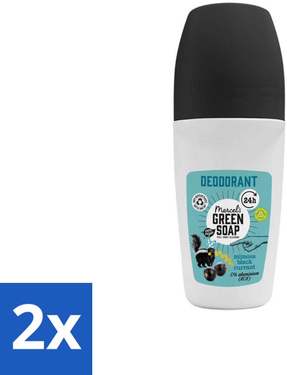 Marcel's Green Soap - Deodorant Roller - Mimosa & Blackcurrant - Langdurige frisheid - 50 ml - Voordeelverpakking - 2 stuks