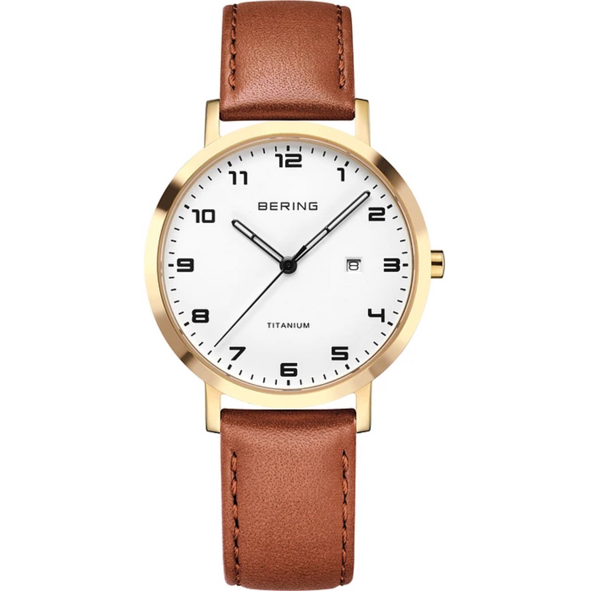 Bering titanium goudkleurig dameshorloge 18634-534