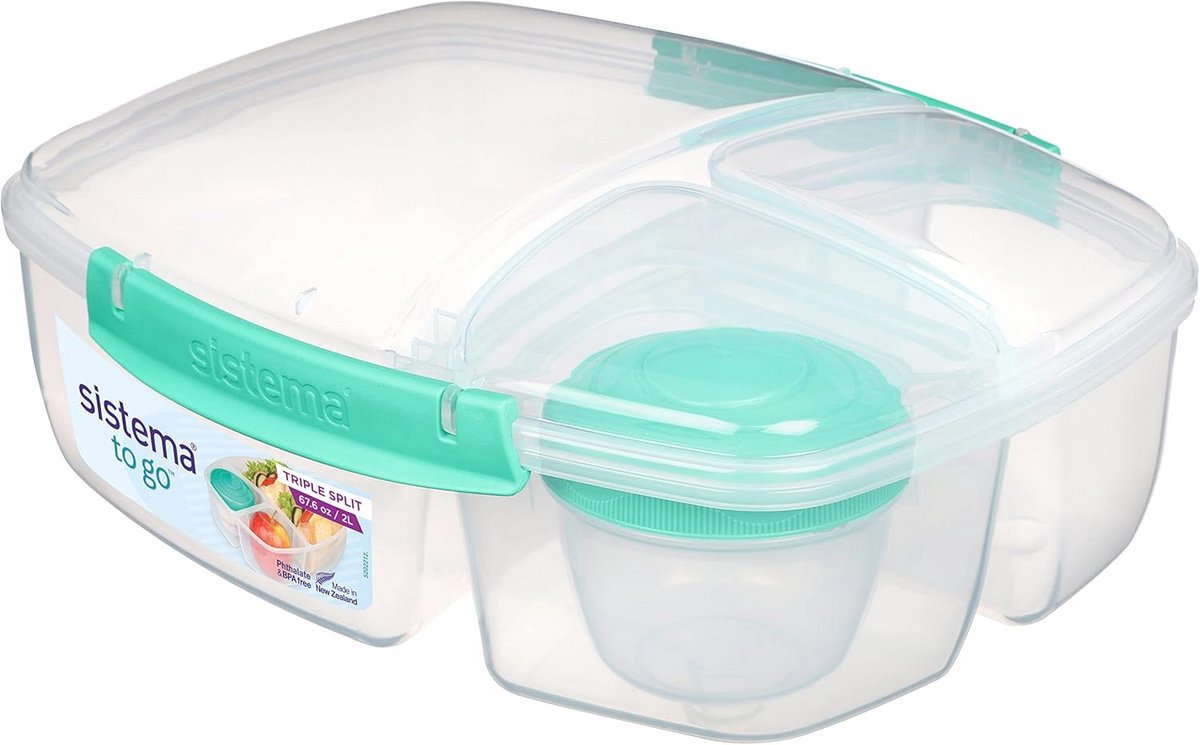 Lunchbox met Meerdere Compartimenten en Yoghurtpot - 2L - Assorted Kleuren