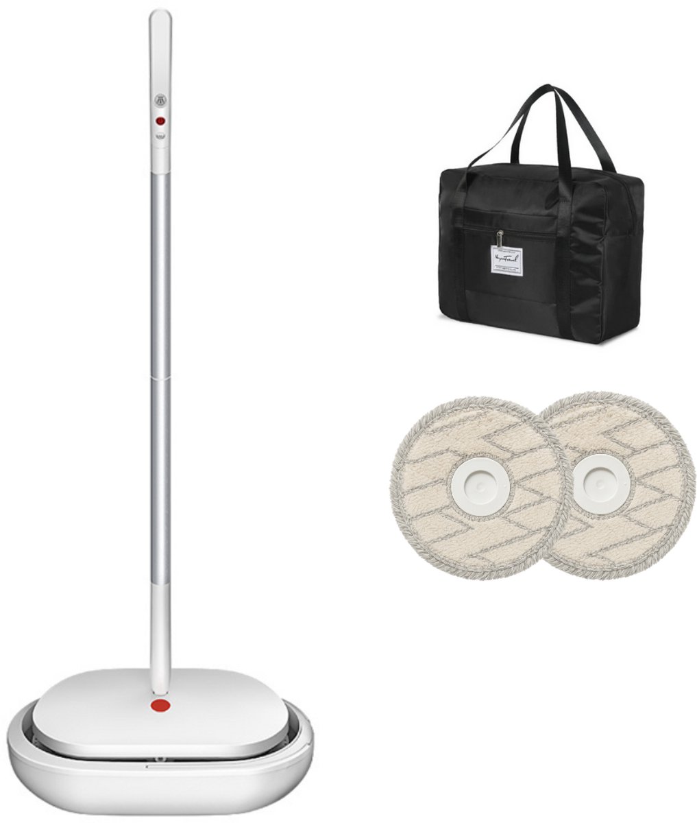 Voylà® Elektrische Dweil - 4 in 1 Elektrische Dweil - Elektrische Vloerreiniger - Zelfreinigingssysteem - Draadloos - Oplaadbaar - Perfect voor alle Vloertypen - Inclusief 2 gratis zelfreinigende pads en Waterdichte opbergtas