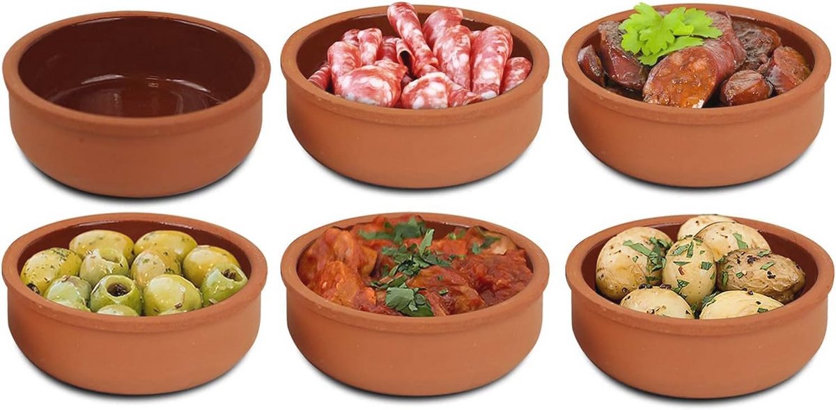 Set van 6 Ovenbestendige Klei Bakschalen voor Tapas, Gratin en Ovenschotels