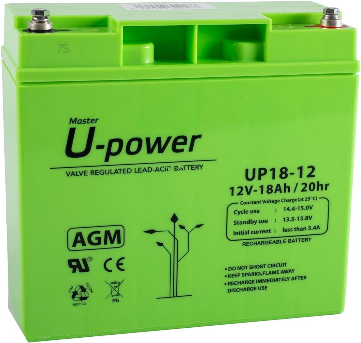 Oplaadbare Loodbatterij - AGM Batterij Accu - Algemeen Gebruik - Onderhoudsvrij en Verzegeld - 12V 18Ah - Niet gespecificeerd