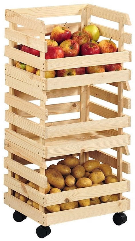 FSC Houten Voorraadrek Op Wielen Voor Aardappel Fruit Opslag 3 