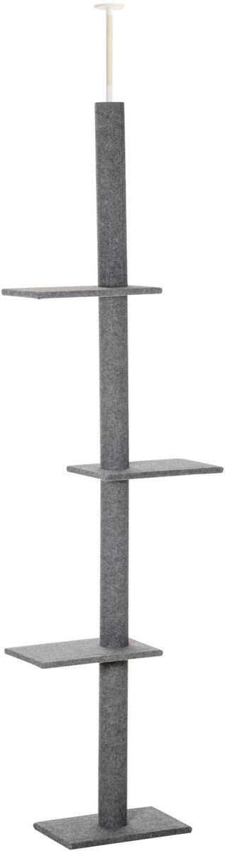 MODFU Krabpaal 228-260 cm van spaanplaat en pluche, met plafondstang en meerdere plateaus voor klimmen en rusten