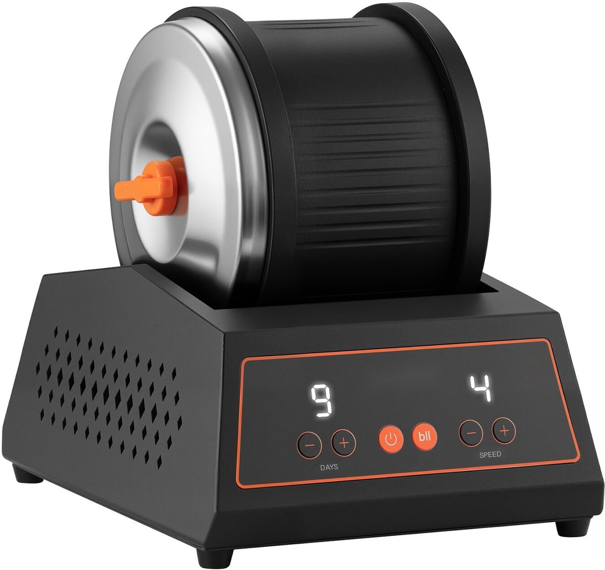Steenpolijstmachine/Rotsentrommel - Elektrisch - 4 Snelheden - 9-Daagse Timer - Capaciteit 1,81 kg - Overbelastingsbeveiliging - Intuïtief Bedieningspaneel - Polijstset - Zwart