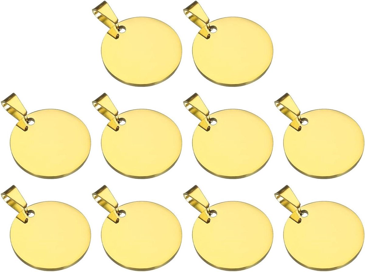 Allecta - Metalen Etiketten Gouden Graveren Roestvrij Staal - 10 Stuks Hanger Identificatie Honden Handwerk.