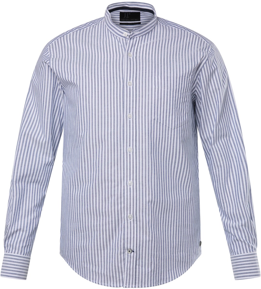 JP 1880 - Heren - Oxford-overhemd lange mouwen opstaande kraag moderne pasvorm - Navy blauw - Maat 3XL