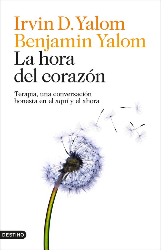 Boek 'La hora del corazón' van Irvin D. Yalom en Benjamin Yalom. Met op de voorkant een pioenroos met vliegende zaadjes.