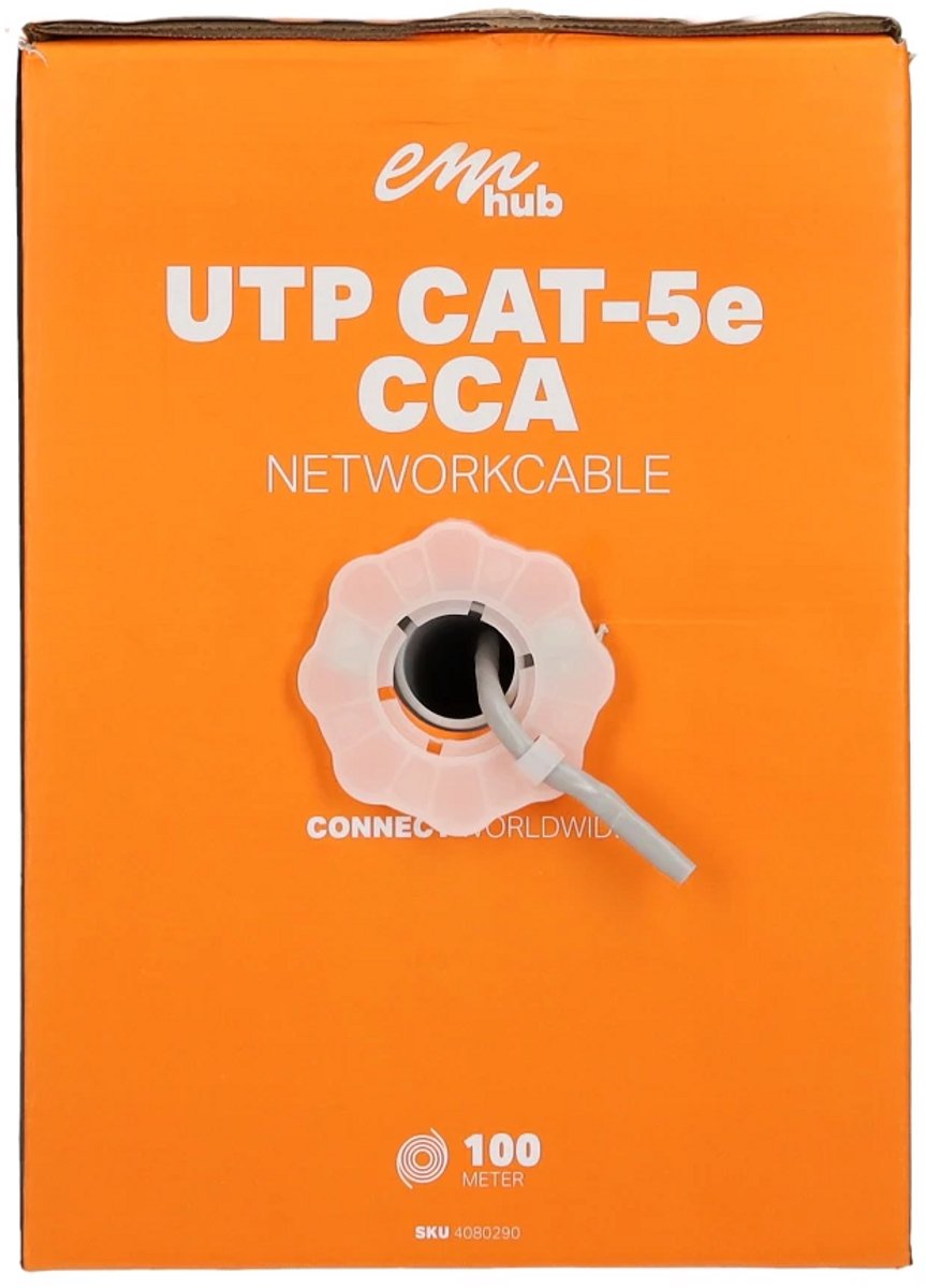 EMhub UTP CAT5e CCA kabel rol 100 meter