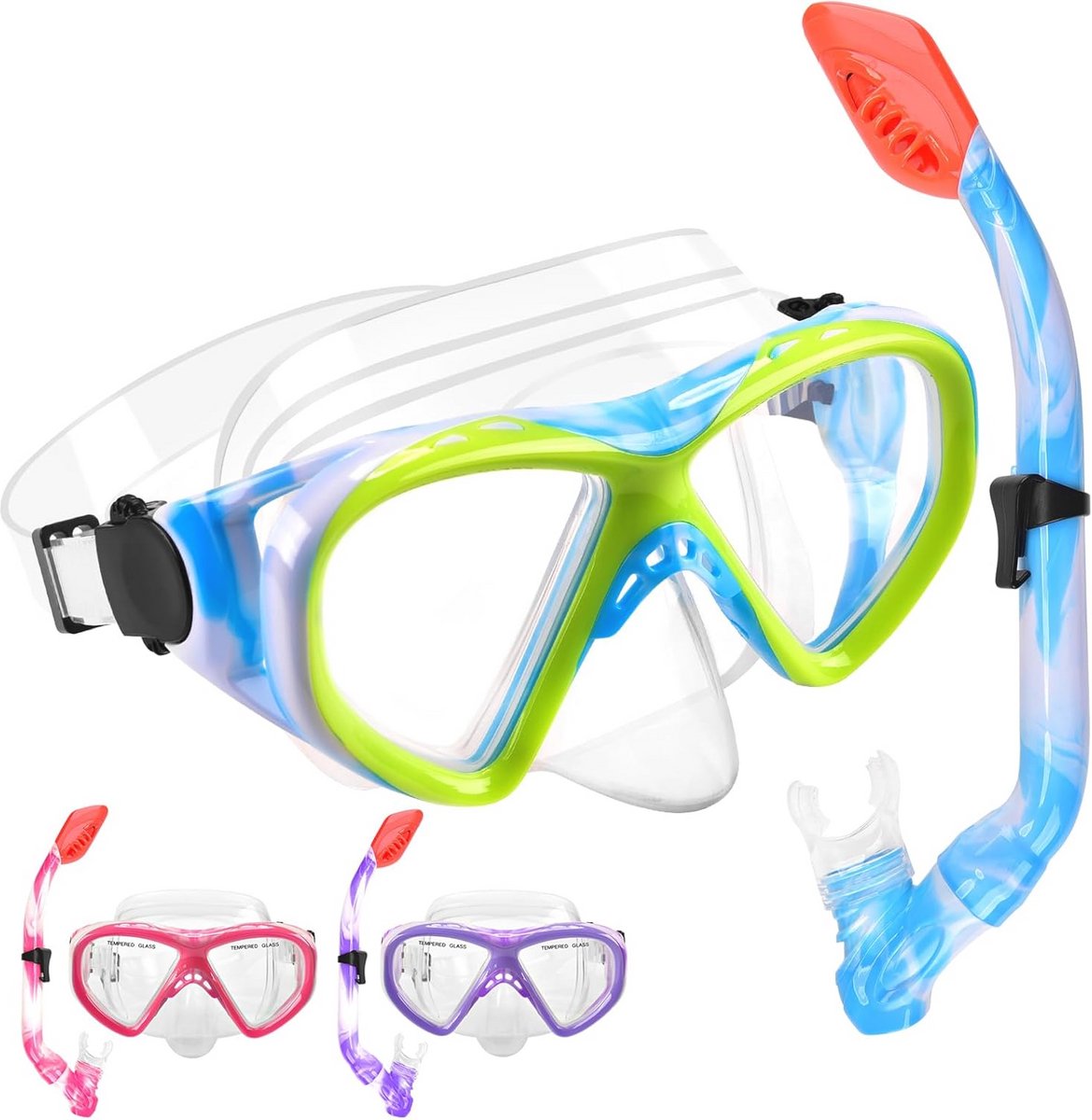 Snorkelset voor Kinderen - Droog Snorkelmasker met Anti-Condenstechnologie
