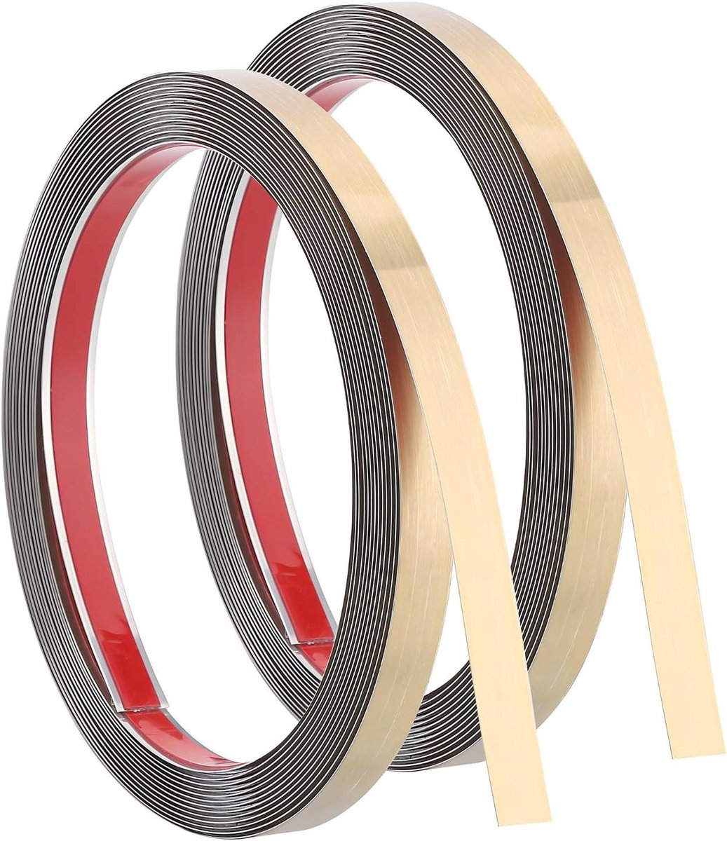 Allecta - Flexibele zelfklevende metalen muurlijst 5 m x 1 cm - Roestvrijstaal - Spiegelachtige afwerking