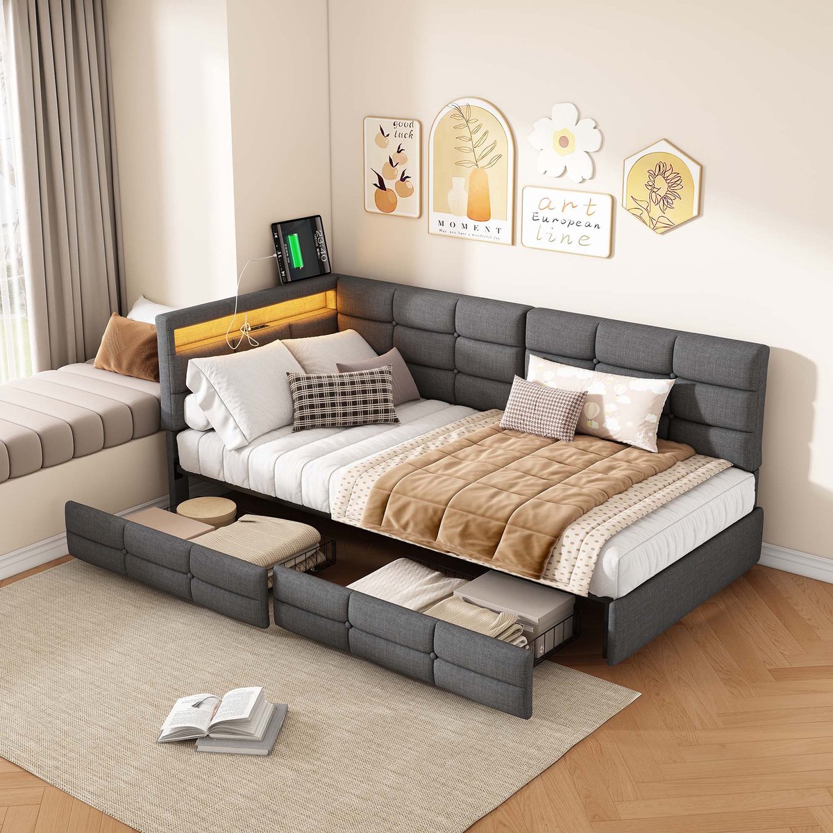 Kinderbed 90 x 200 cm - hout - matras niet inbegrepen